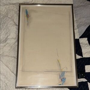 Mid Century Signed 70s Woodruff Pencil drawing art painting framed 13.5” x 20.5”